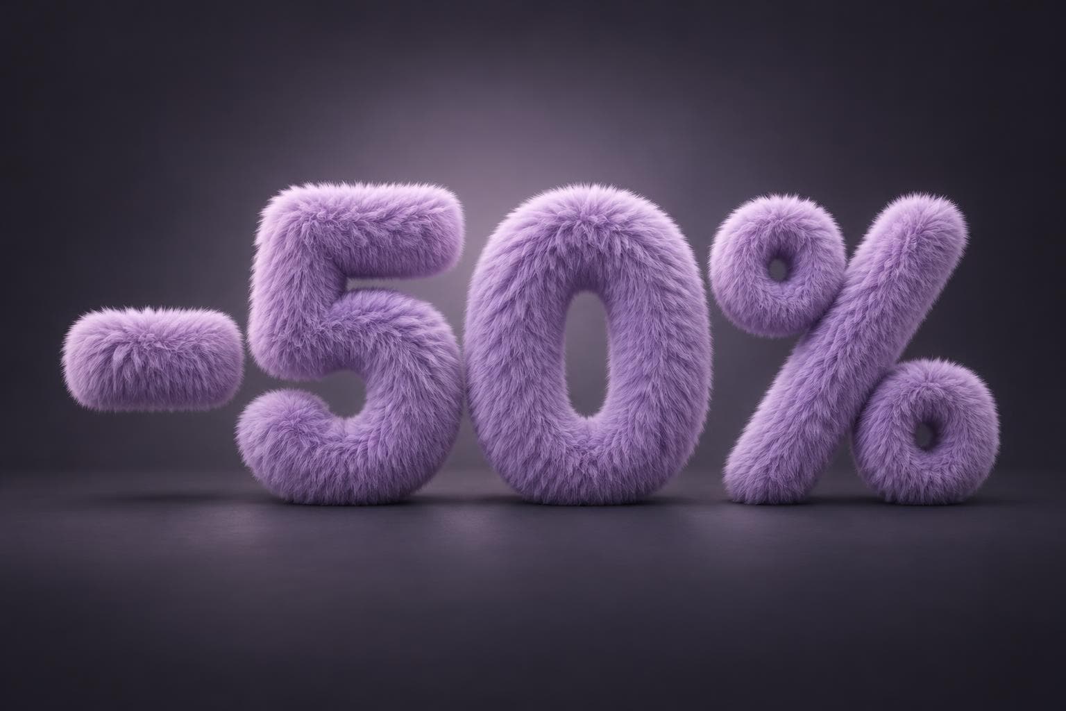 Пухнасті бузкові цифри −50%